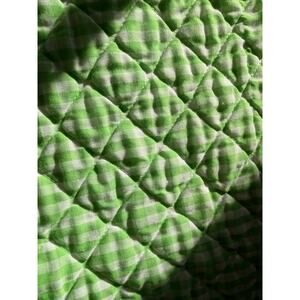 Green White Vintage HANDMADE  Checkered Baby Blanket MINT Condition
